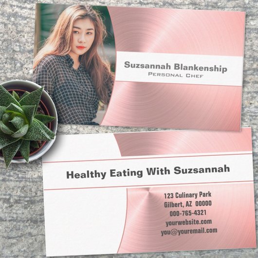 Persönlicher Koch Pinsel Rosa Metall - kundenspezi Visitenkarte