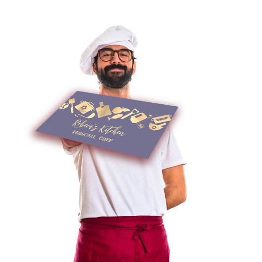 Persönlicher Koch Restaurant Catering Logo QR Blue Visitenkarte