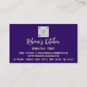 Persönlicher Koch Restaurant Catering Logo QR BluN Visitenkarte (Rückseite)