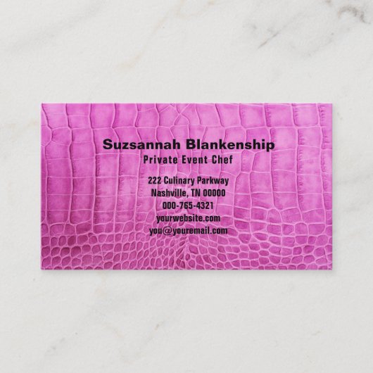 Persönlicher Koch Rosa Leder Textur QR Code Custom Visitenkarte (Vorderseite)