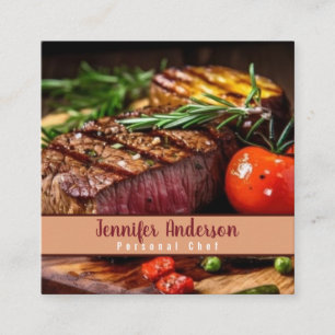 Persönlicher Koch Sous Koch Restaurant Quadratische Visitenkarte