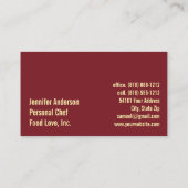 Persönlicher Koch Sous Koch Restaurant Visitenkarte (Rückseite)