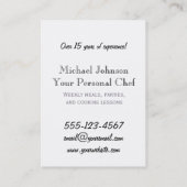 persönlicher Kochskoch, der beruflichen Mann des Visitenkarte (Rückseite)
