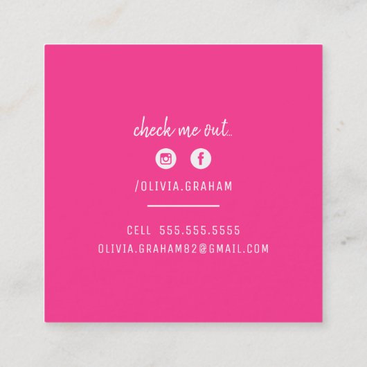 PERSÖNLICHER KONTAKT Fett grenzenloser Glitzer in Quadratische Visitenkarte (Rückseite)