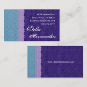 Persönlicher lila Damast und Spitze V26 Visitenkarte (Vorne/Hinten)