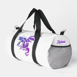 Persönlicher Lila Drache gegen Weiß Duffle Bag
