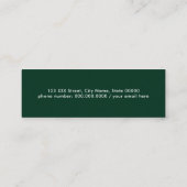 Persönlicher Minimal einfache Beruflich grüne Mini Visitenkarte (Rückseite)