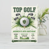 Persönlicher moderner Golf-Geburtstag Einladung (Stehend Vorderseite)