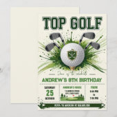 Persönlicher moderner Golf-Geburtstag Einladung (Vorne/Hinten)