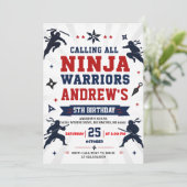 Persönlicher moderner Ninja Warrior Geburtstag Einladung (Stehend Vorderseite)