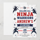 Persönlicher moderner Ninja Warrior Geburtstag Einladung (Vorne/Hinten)