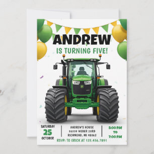 Persönlicher moderner Traktor Geburtstag Einladung