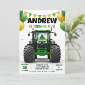 Persönlicher moderner Traktor Geburtstag Einladung (Stehend Vorderseite)