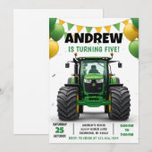 Persönlicher moderner Traktor Geburtstag Einladung (Vorne/Hinten)