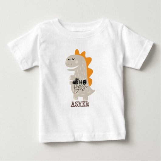 Persönlicher Name cute Dino Kinderhemd Baby T-shirt (Vorderseite)