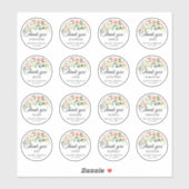 Persönlicher Name des Hochzeitsgast Vielen Dank Aufkleber (Blatt)