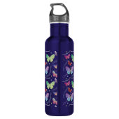 Persönlicher Name Elegant Lila Schmetterlinge Edelstahlflasche (Rückseite)