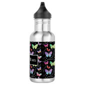 Persönlicher Name Elegant Lila Schmetterlinge Edelstahlflasche (Rechts)