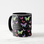Persönlicher Name Elegant Lila Schmetterlinge Tasse (Vorderseite Links)