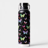 Persönlicher Name Elegant Lila Schmetterlinge Trinkflasche (Rückseite)