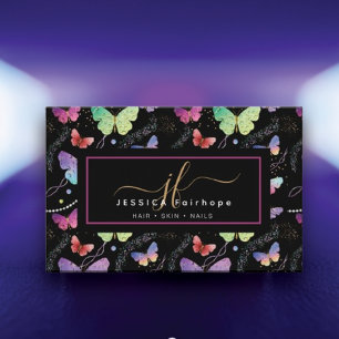 Persönlicher Name Elegant Lila Schmetterlinge Visitenkarte