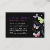 Persönlicher Name Elegant Lila Schmetterlinge Visitenkarte (Rückseite)