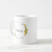 Persönlicher Name Elegante Blumenblume Wreath Kaffeetasse (Vorderseite Links)