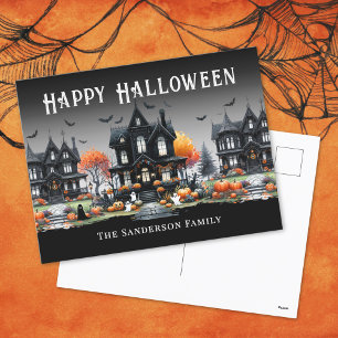 Persönlicher Name Frohes Halloween Feiertagspostkarte