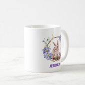 Persönlicher Name Funny Bunny Happy Oaster Kaffeetasse (VorderseiteRechts)