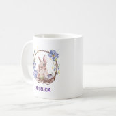 Persönlicher Name Funny Bunny Happy Oaster Kaffeetasse (Vorderseite Links)