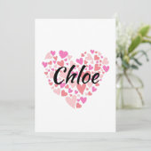 Persönlicher Name mit Herzen Einladung (Stehend Vorderseite)