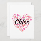 Persönlicher Name mit Herzen Einladung (Vorne/Hinten)