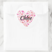 Persönlicher Name mit Herzen Runder Aufkleber (Tasche)