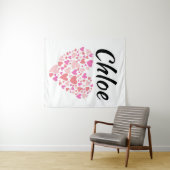 Persönlicher Name mit Herzen Wandteppich (Beispiel (Horizontal))