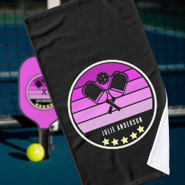 Persönlicher Name Pink Pickleball Paddle Black Handtuch