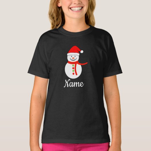 Persönlicher Name Snowman Weihnachts-T - Shirt (Vorderseite)