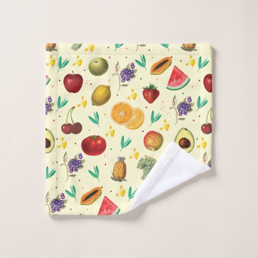 Persönlicher Name Tropisches Obst und Gemüse Badhandtuch Set (Waschlappen)