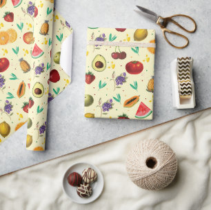 Persönlicher Name Tropisches Obst und Gemüse Geschenkpapier