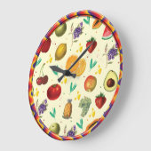 Persönlicher Name Tropisches Obst und Gemüse Große Wanduhr (Winkel)