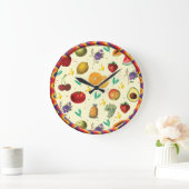 Persönlicher Name Tropisches Obst und Gemüse Große Wanduhr (Zuhause)