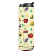 Persönlicher Name Tropisches Obst und Gemüse Thermosbecher (Nach links gedreht)