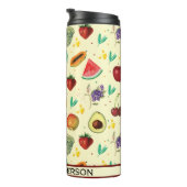 Persönlicher Name Tropisches Obst und Gemüse Thermosbecher (Nach rechts gedreht)