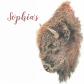 Persönlicher Name Wasserfarbe Buffalo, Bison Anima Aufkleber (Vorderseite)