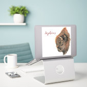 Persönlicher Name Wasserfarbe Buffalo, Bison Anima Aufkleber (Laptop auf Schreibtisch)