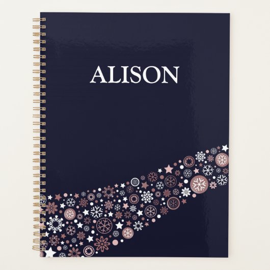 Persönlicher Name Weihnachten Winter rosa Schneefl Planer (Vorderseite)