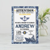 Persönlicher Navy-Geburtstag Einladung (Stehend Vorderseite)