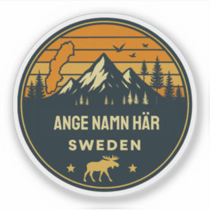 Persönlicher Ortsname rund um Schweden Design Aufkleber