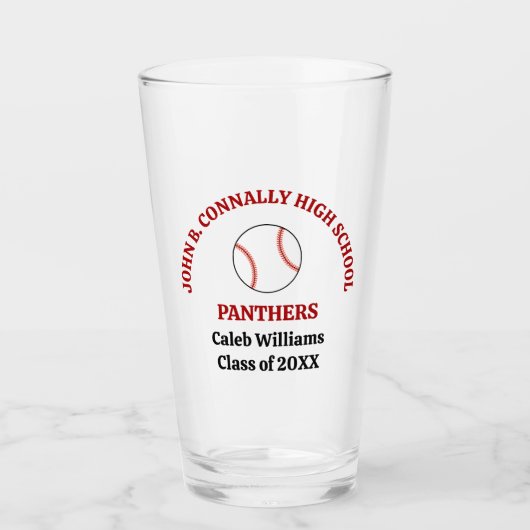 Persönlicher roter Baseballspieler Team Glas (Vorderseite)