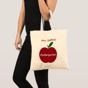 Persönlicher roter und grüner Apfel für Lehrer Tragetasche