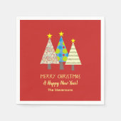 Persönlicher roter Weihnachtsbaum Serviette (Vorderseite)